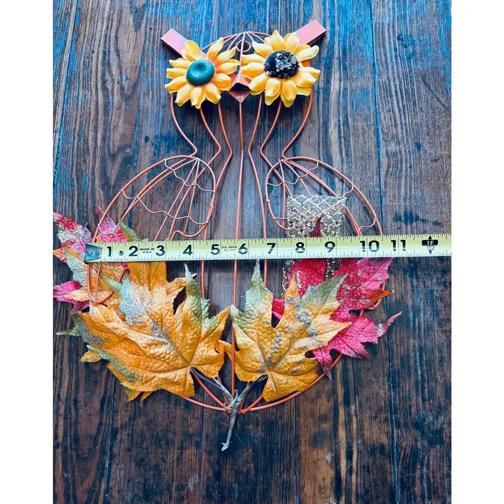 (2) Fall Autumn Harvest decorative owl-shaped wreaths